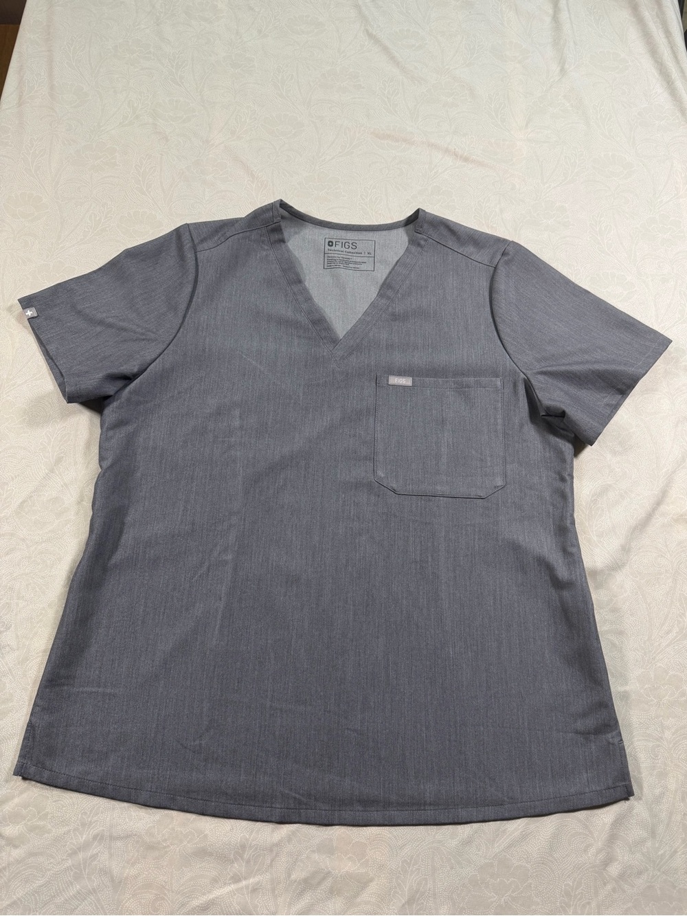 FIGS Women’s One Pocket Scrub Top XL Heather Gray Stretch Medical Uniform